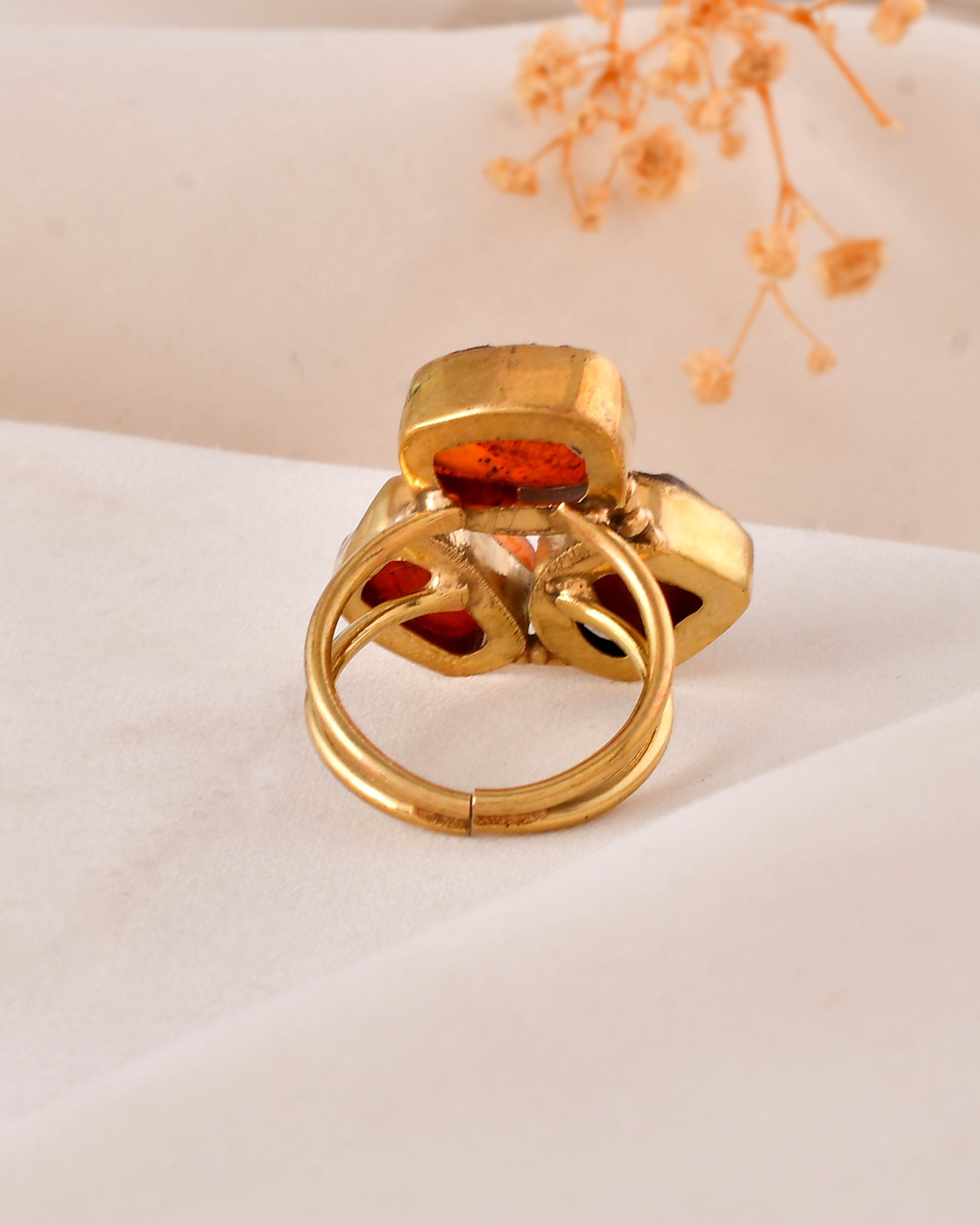 Fiery Carnelian Dandiya Statement Ring